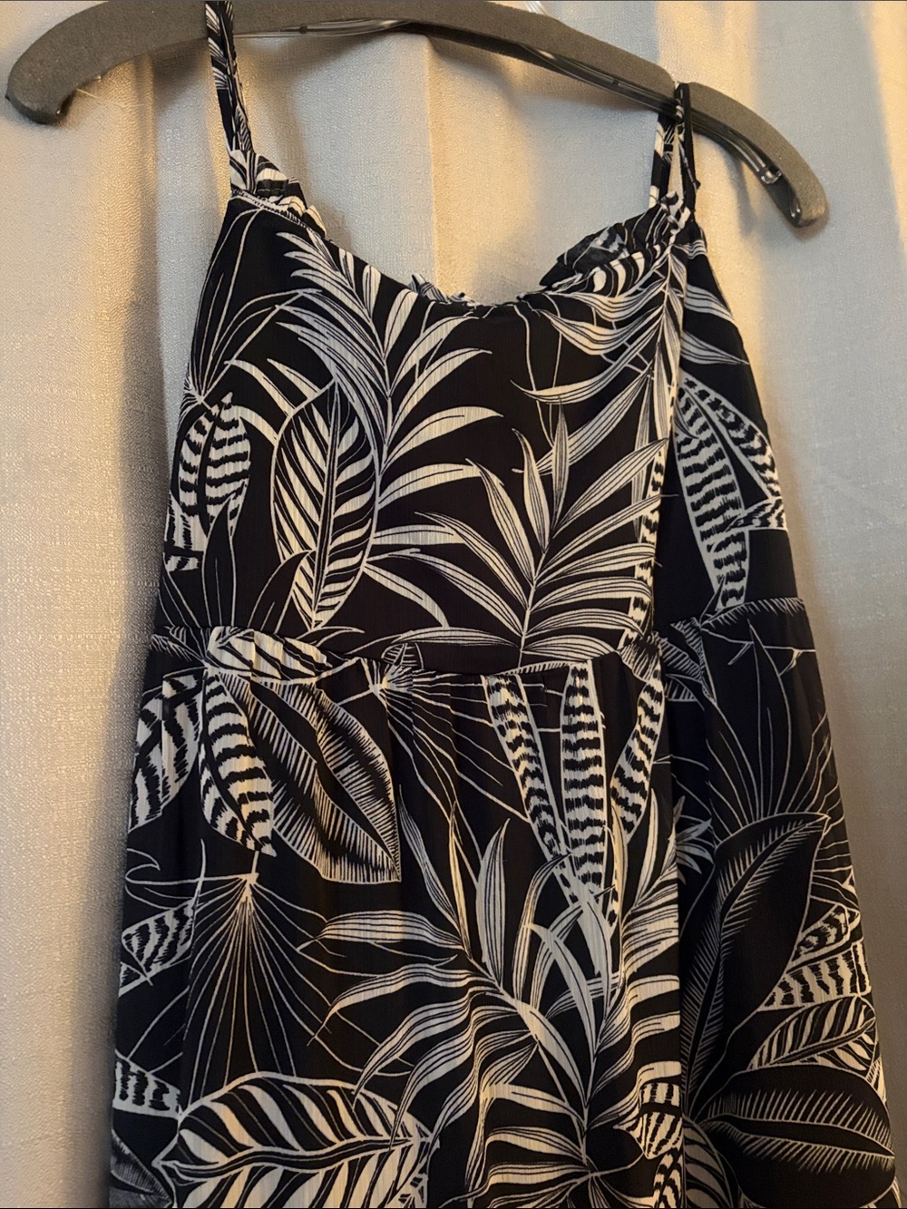 Banana Republic Black and White Leaf-Print Sundress